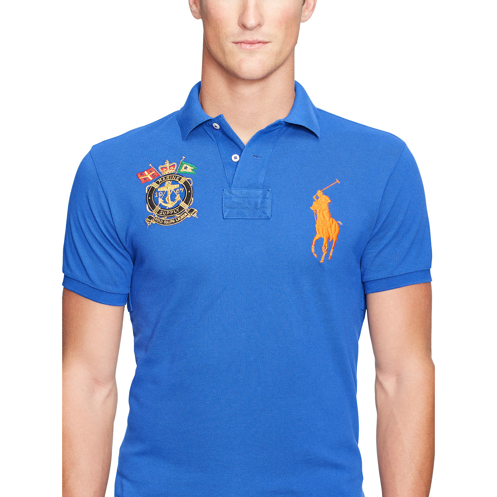 Lyst - Polo Ralph Lauren Custom-fit Big Pony Polo Shirt in Blue for Men