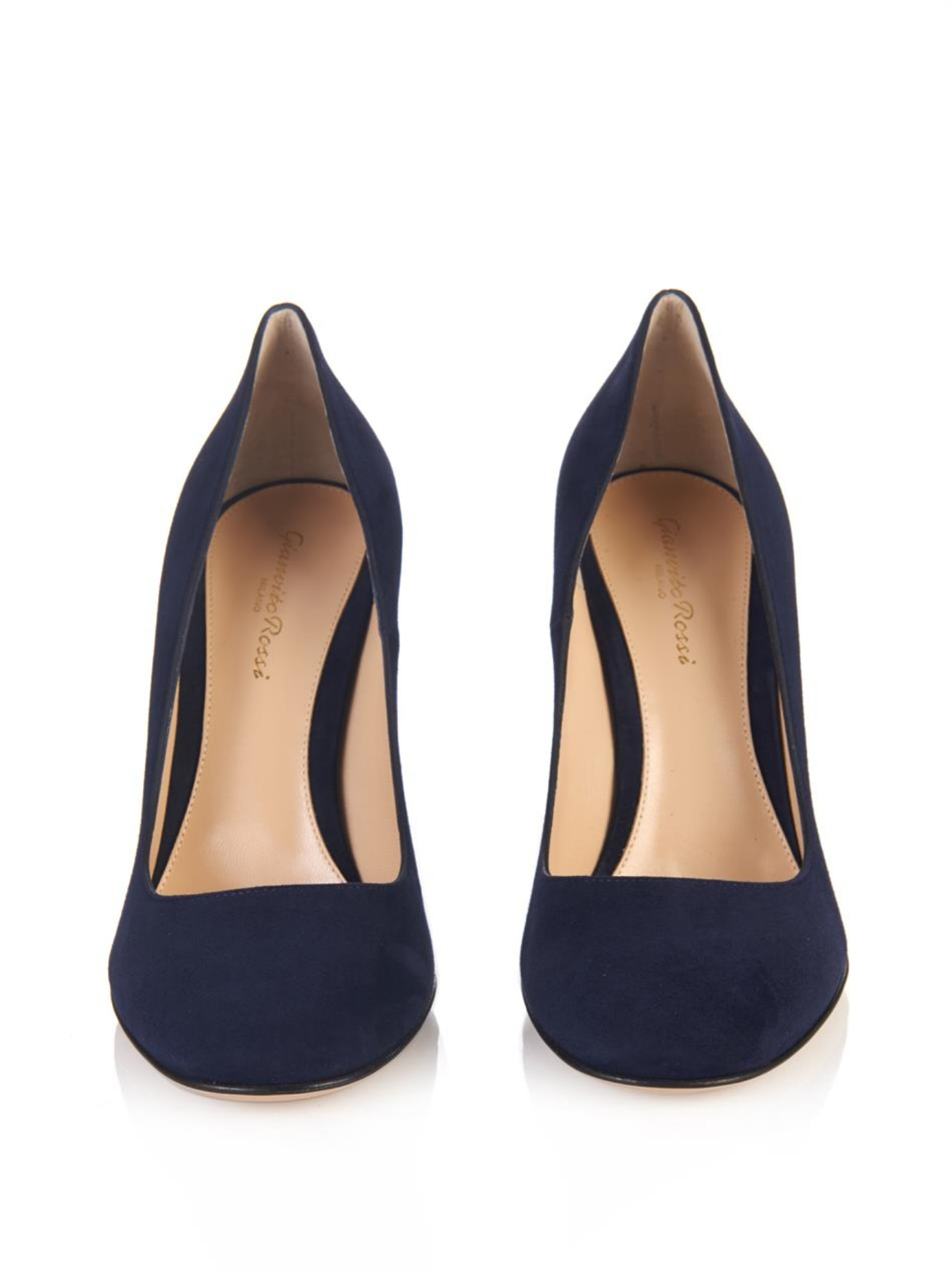 Gianvito Rossi Block-Heel Suede Pumps in Blue - Lyst