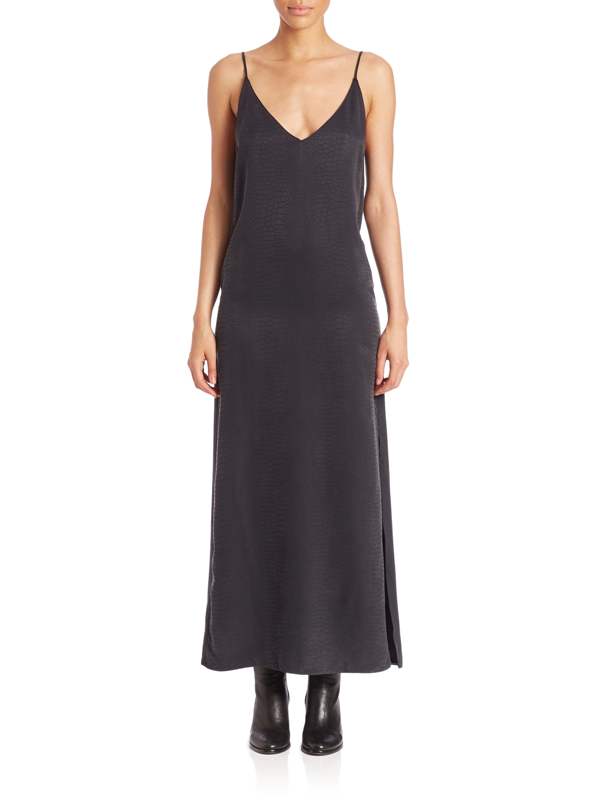 Lyst - Equipment Raquel Silk Python-print Slip Dress in Black