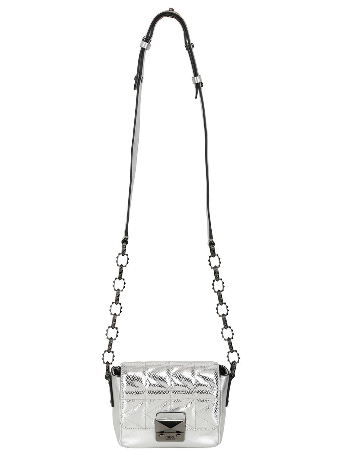 Lyst Karl Lagerfeld Kuilted Metallic Leather Shoulder Bag in Metallic