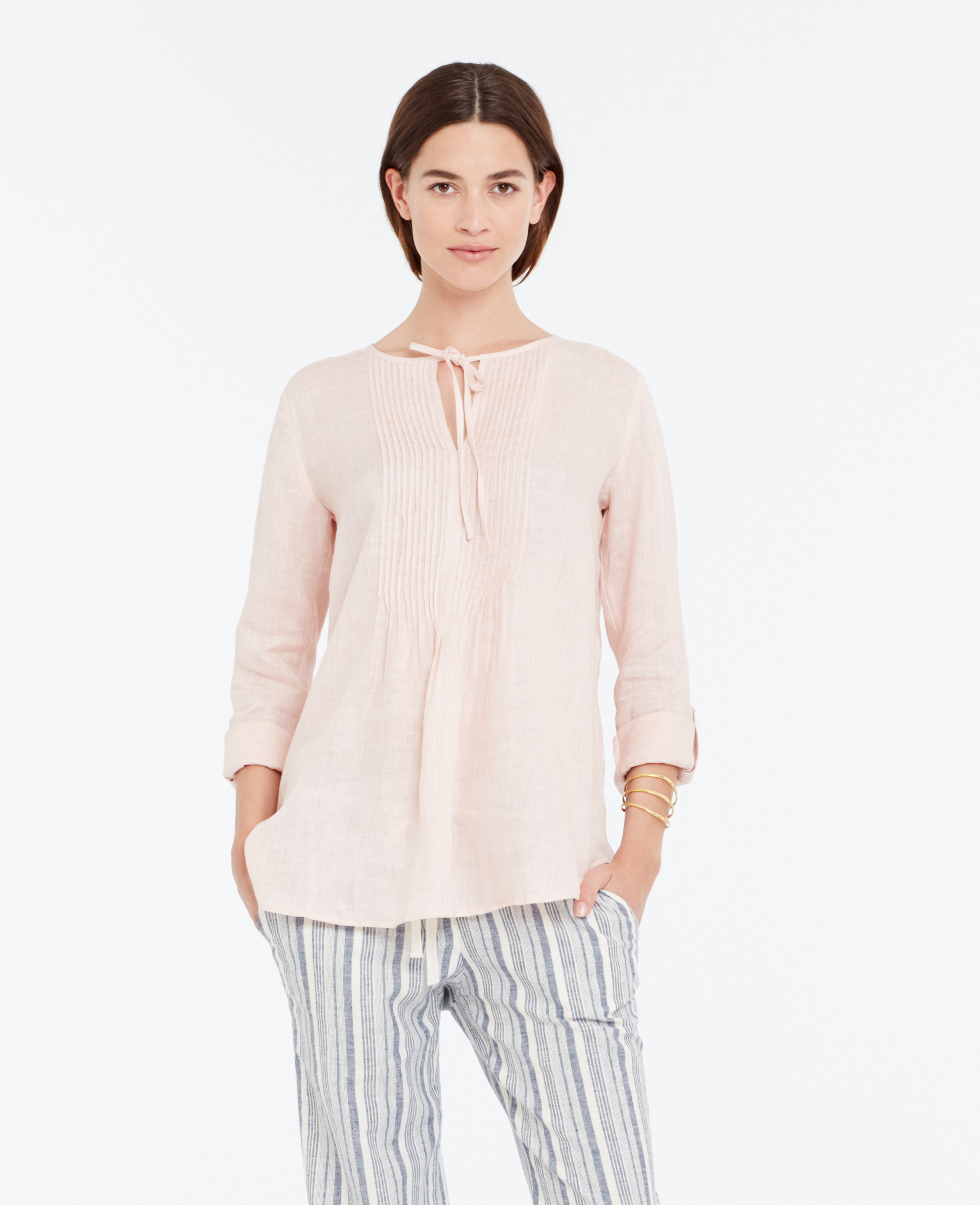 pink linen tunic