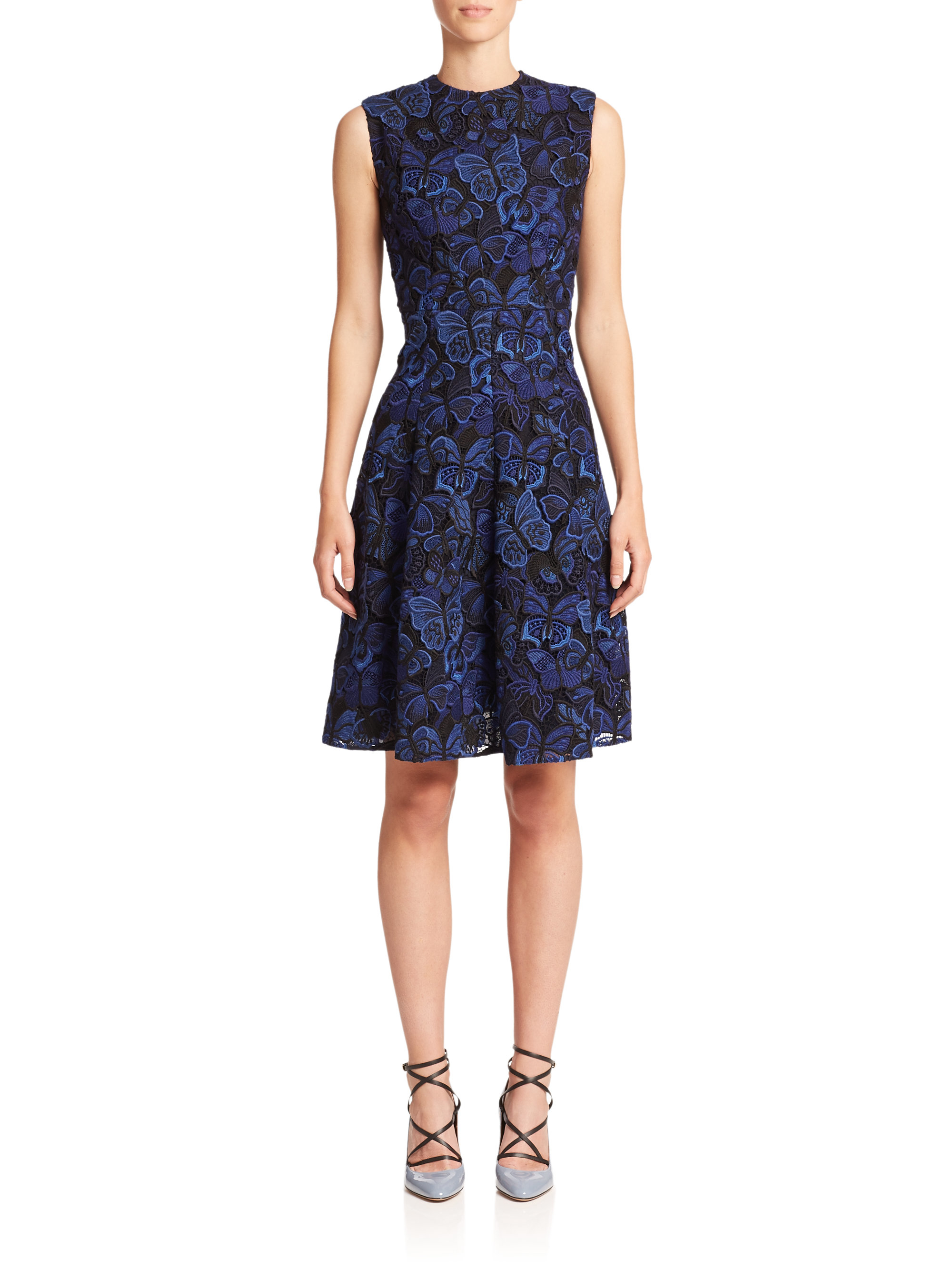 Valentino butterfly guipure-lace dress in navy blue 2015 | Lace dress ...