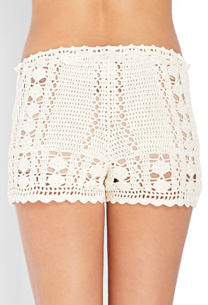 Forever 21 Dream Weaver Crochet Shorts in White (Cream) | Lyst