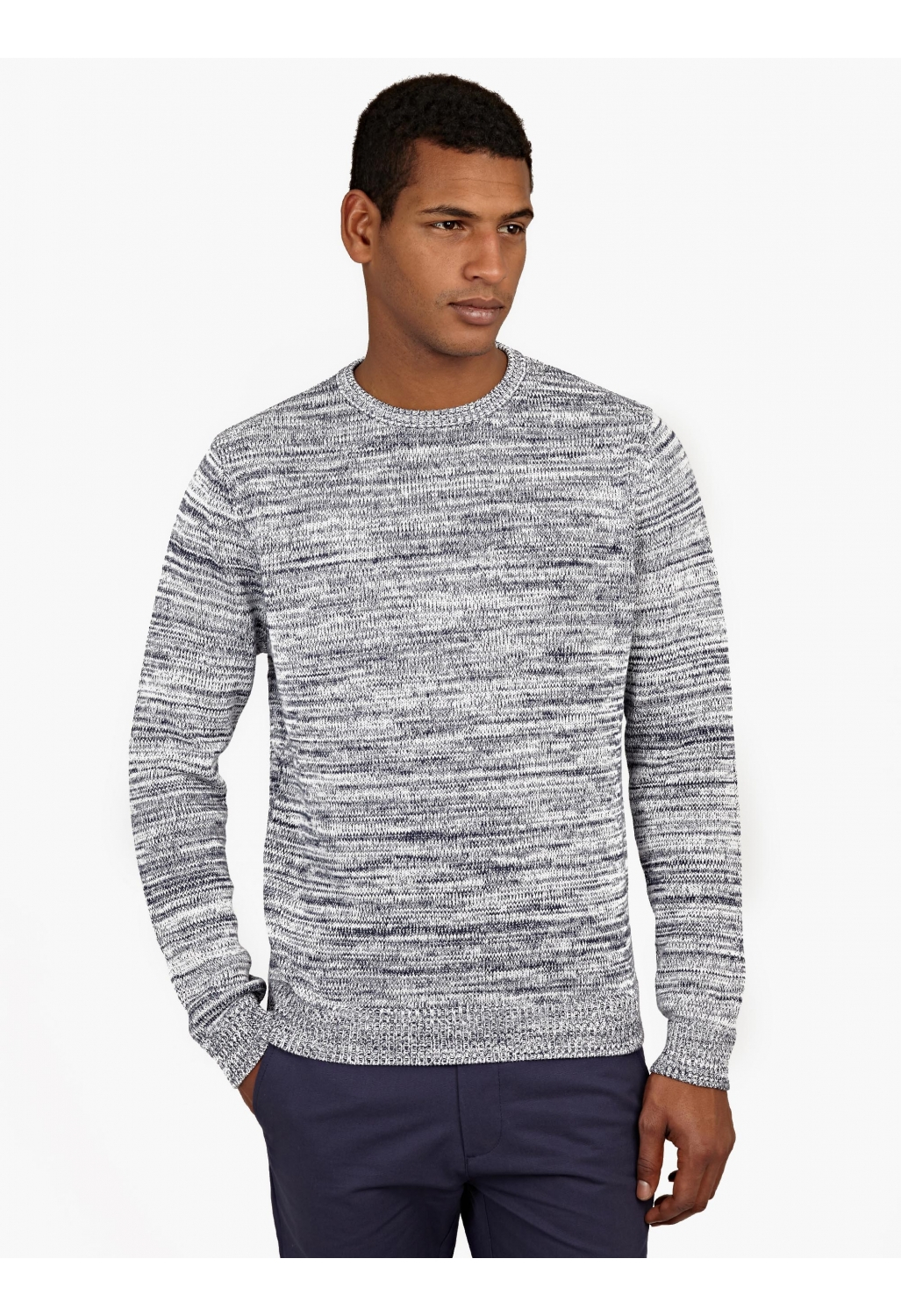 Saturdays nyc Blue Marl-effect Knitted Cotton Sweater in Gray for Men ...