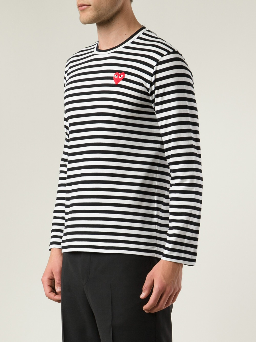 Play Comme Des Garçons Stripe T-Shirt in Black for Men | Lyst