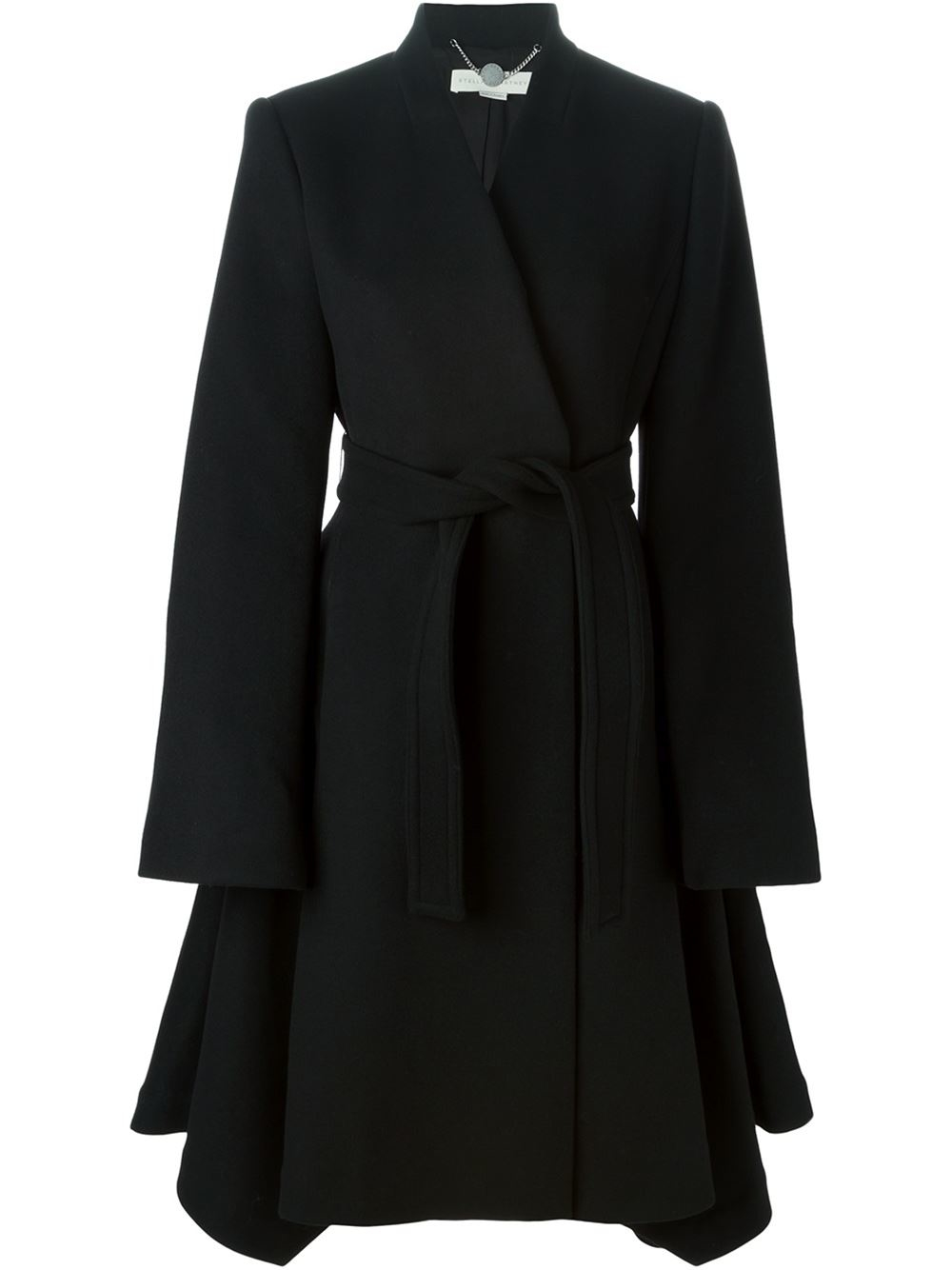 Stella mccartney Asymmetric Hem Coat in Black | Lyst
