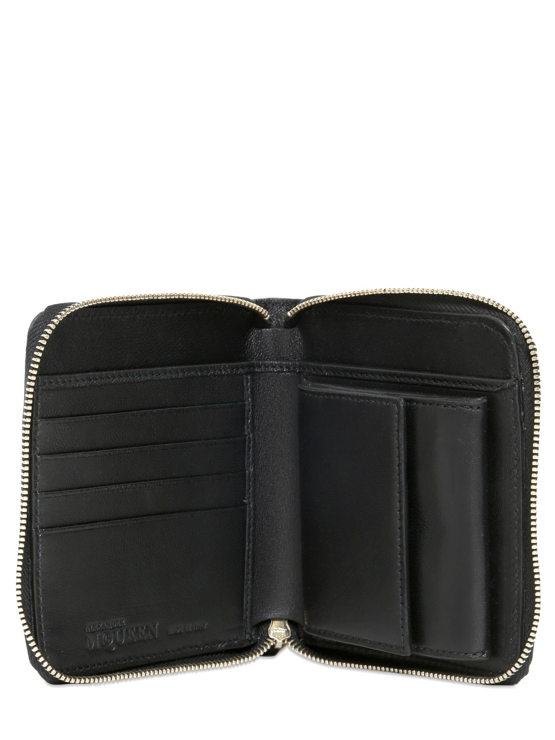 Alexander mcqueen Rib Cage Zip Leather Wallet in Black for Men | Lyst