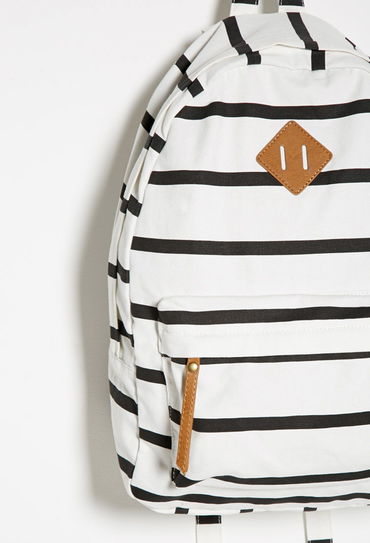Forever 21 Classic Striped Backpack in White | Lyst