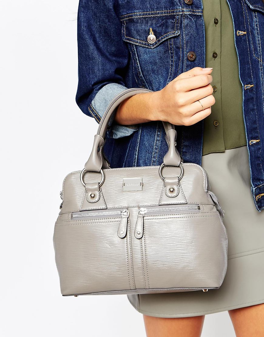 Lyst Modalu Small Pippa Leather Grab Bag In Gray