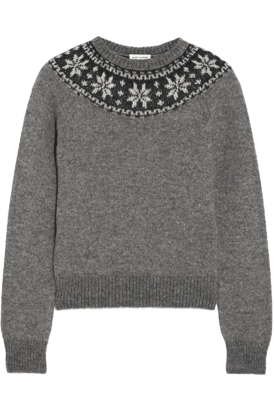 Saint laurent Fair Isle Mohair-Blend Sweater in Gray | Lyst