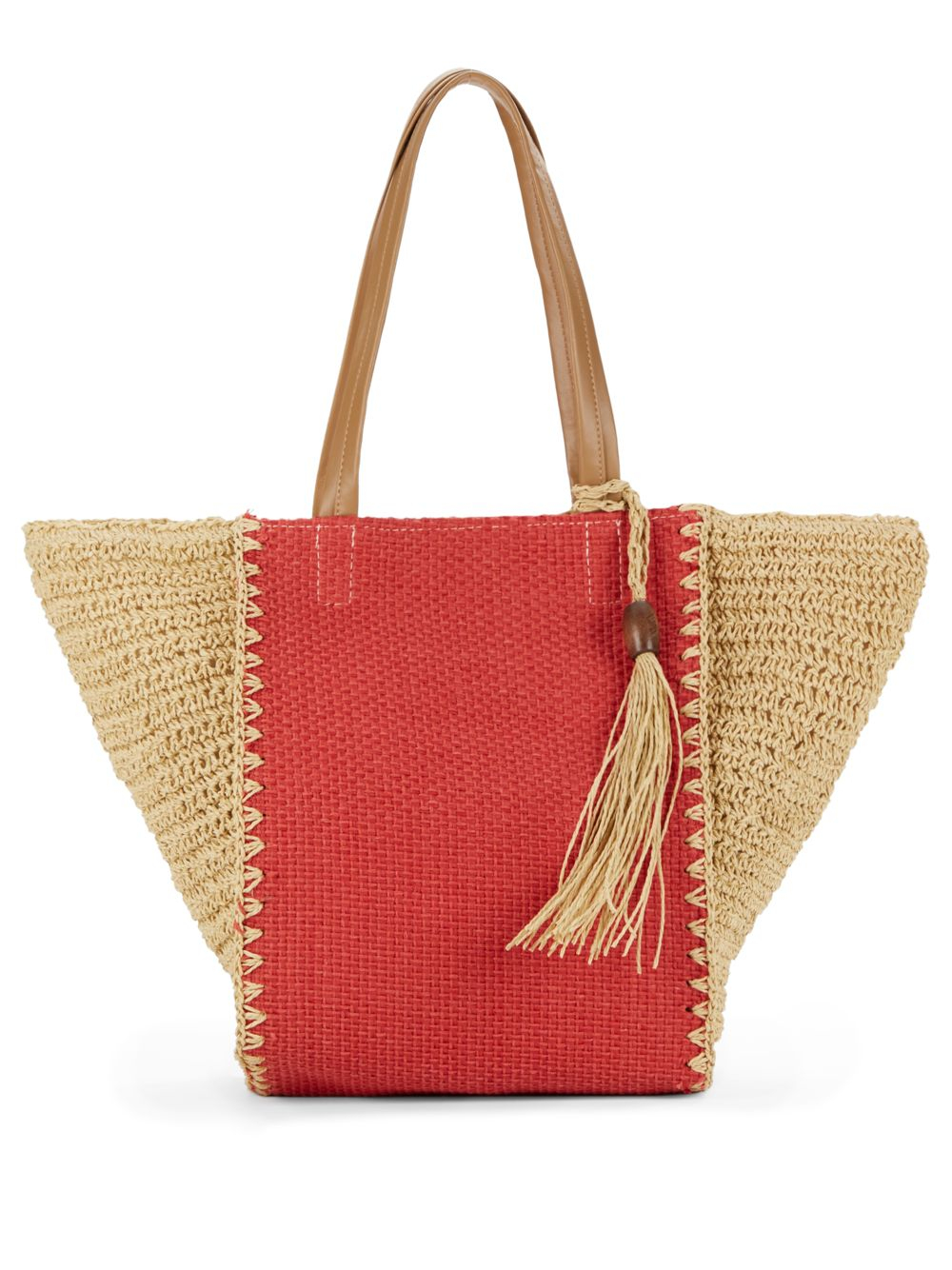 Saks fifth avenue Magid Paper Straw Tote in Red (red toast) | Lyst