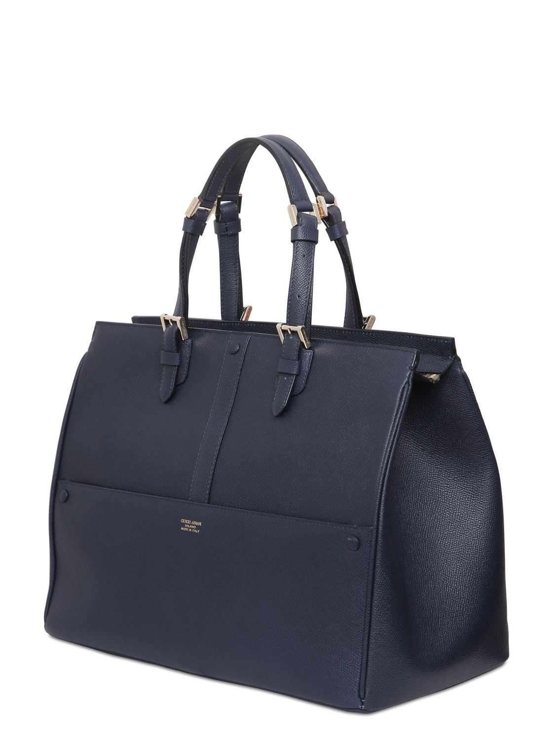 Lyst Giorgio Armani Weekend Saffiano Leather Top Handle Bag In Blue Gallery