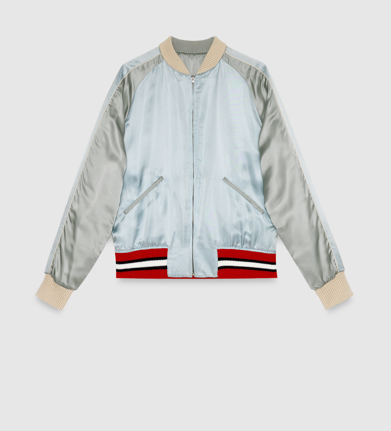 Lyst - Gucci Reversible Viscose Silk Bomber Jacket in White for Men