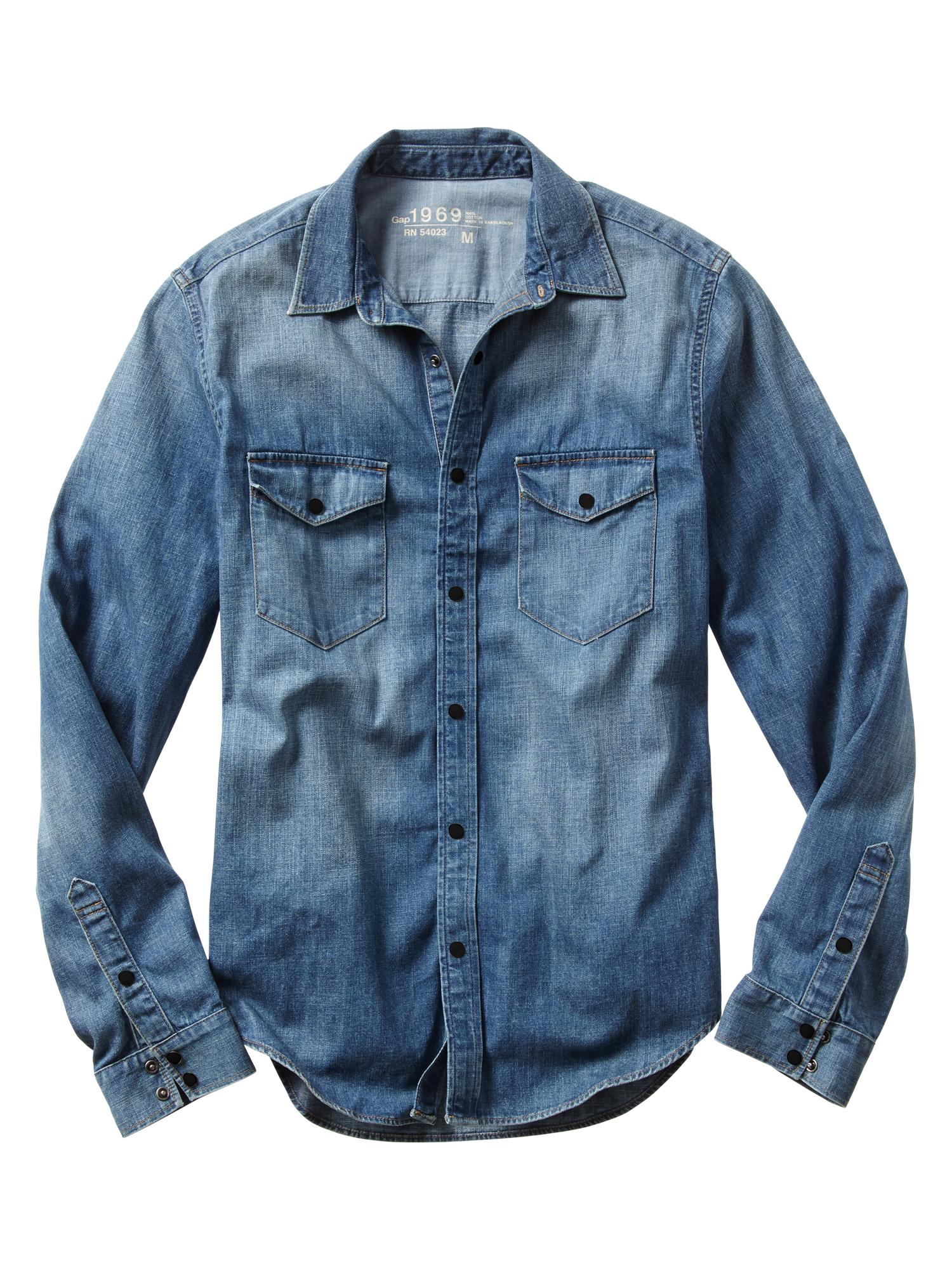 Gap 1969 Western Denim Shirt in Blue for Men (medium indigo) | Lyst