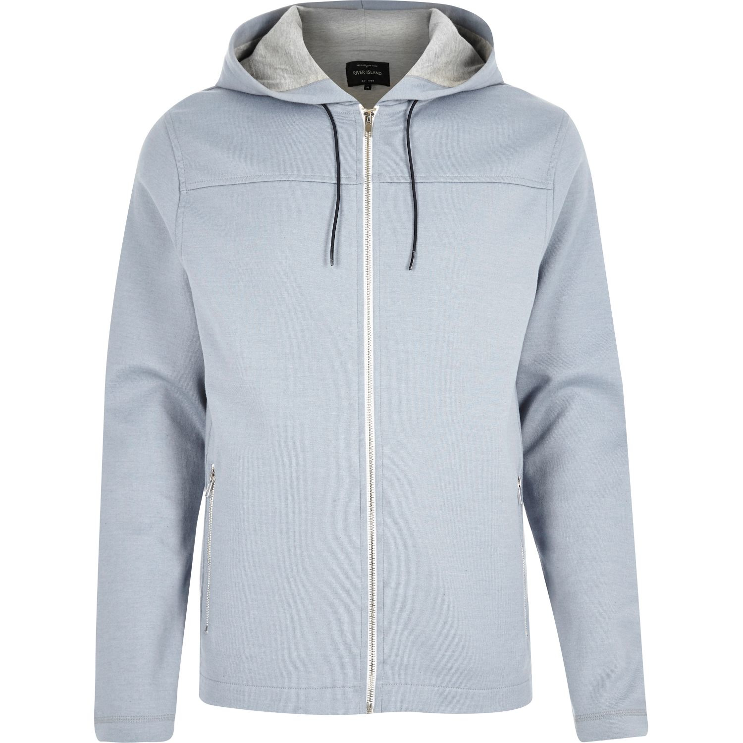 River Island Cotton Light Blue Zip-up Hoodie for Men - Lyst