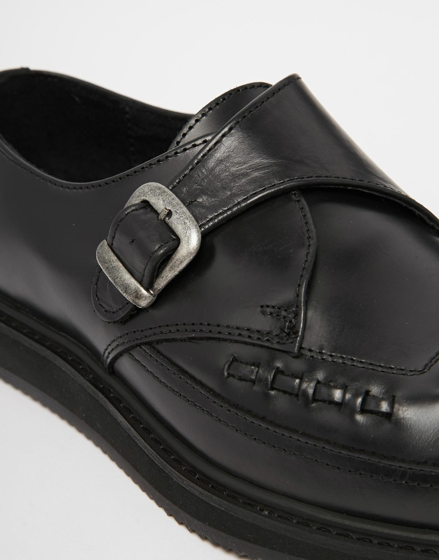 mens black leather creepers