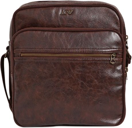 Armani Jeans Faux Leather Crossbody Bag in Brown for Men | Lyst