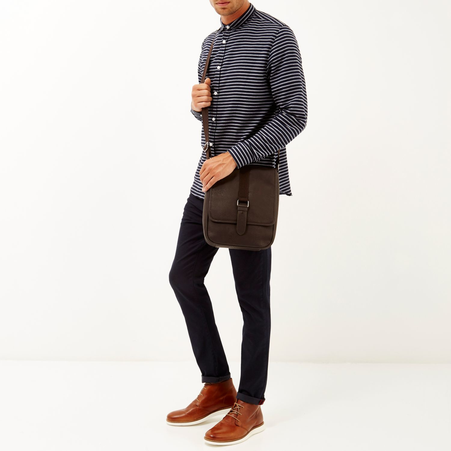 River island Brown Small Shoulder Satchel Bag in Brown for Men | Lyst