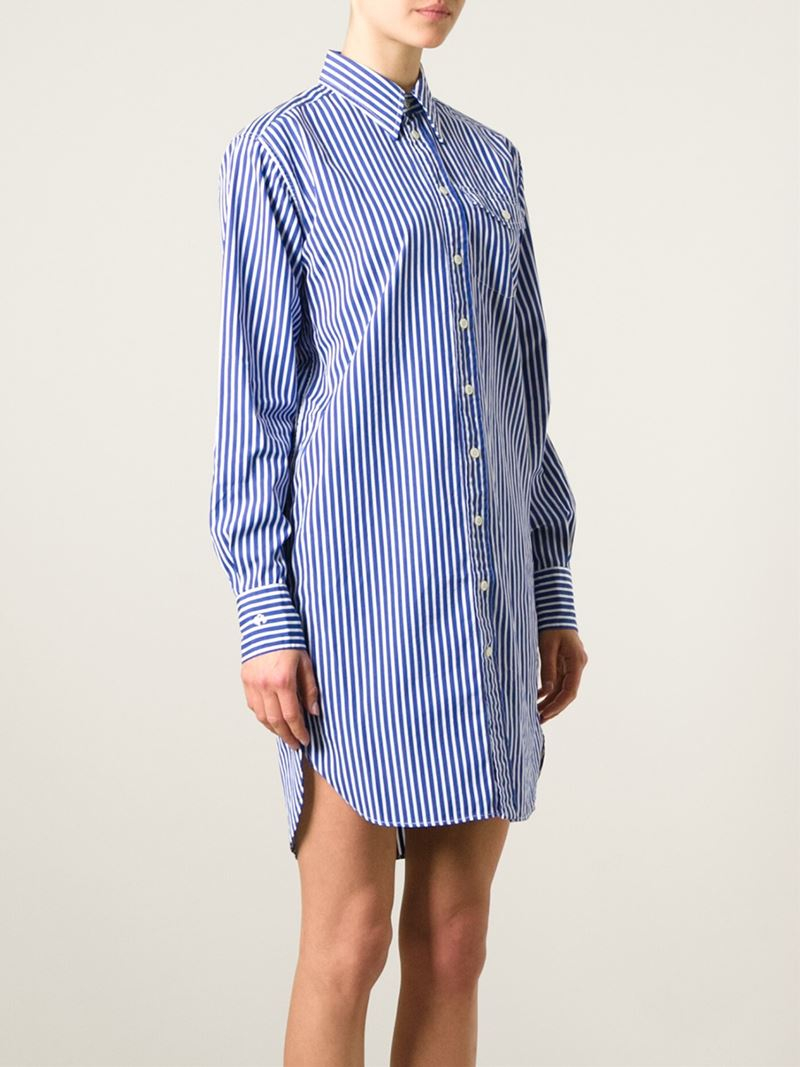  Polo  Ralph Lauren Striped Shirt  Dress  in Blue Lyst