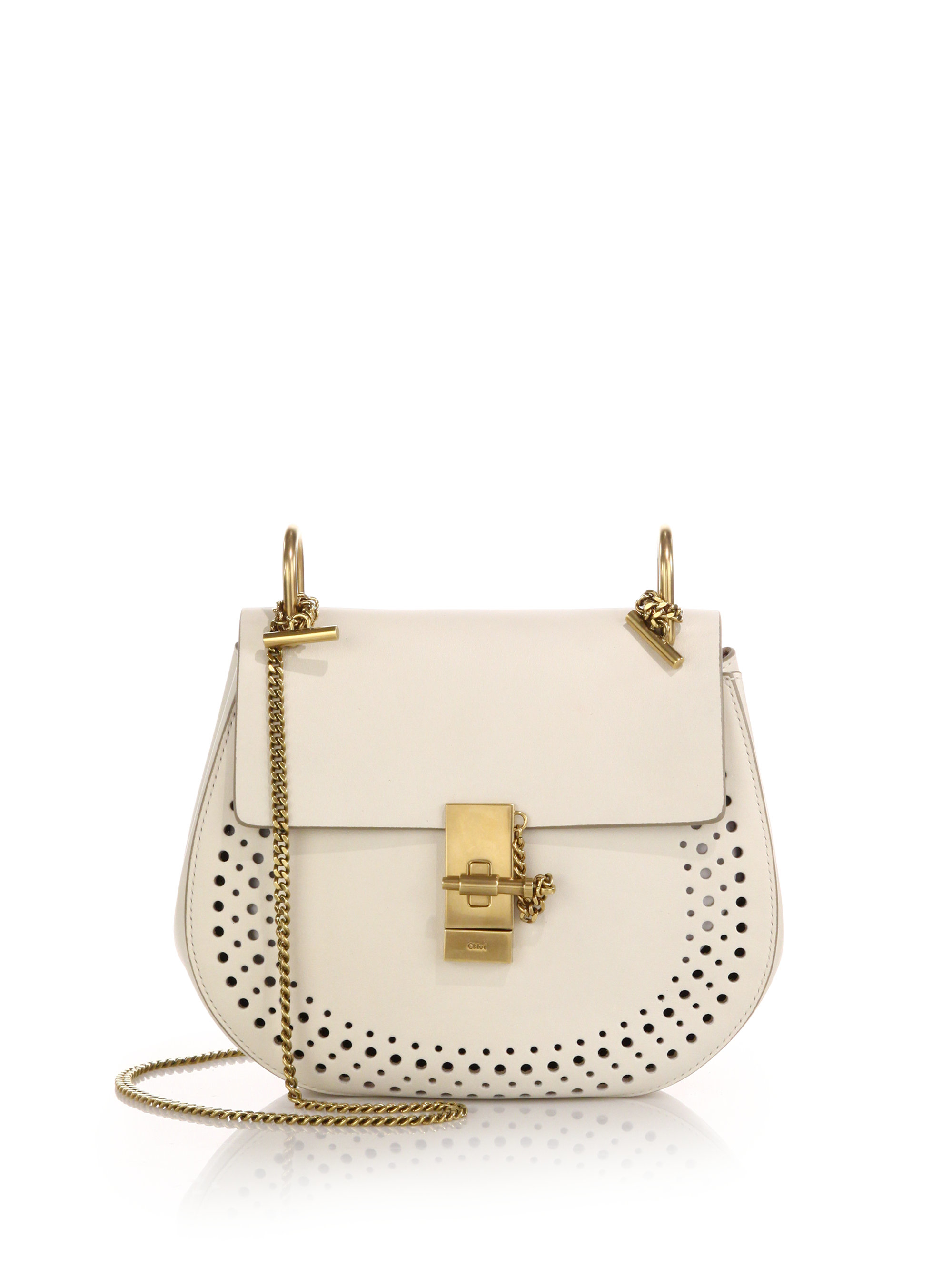 chloe bag - Chlo Drew Small Perforated Leather Shoulder Bag in Beige (lace ...