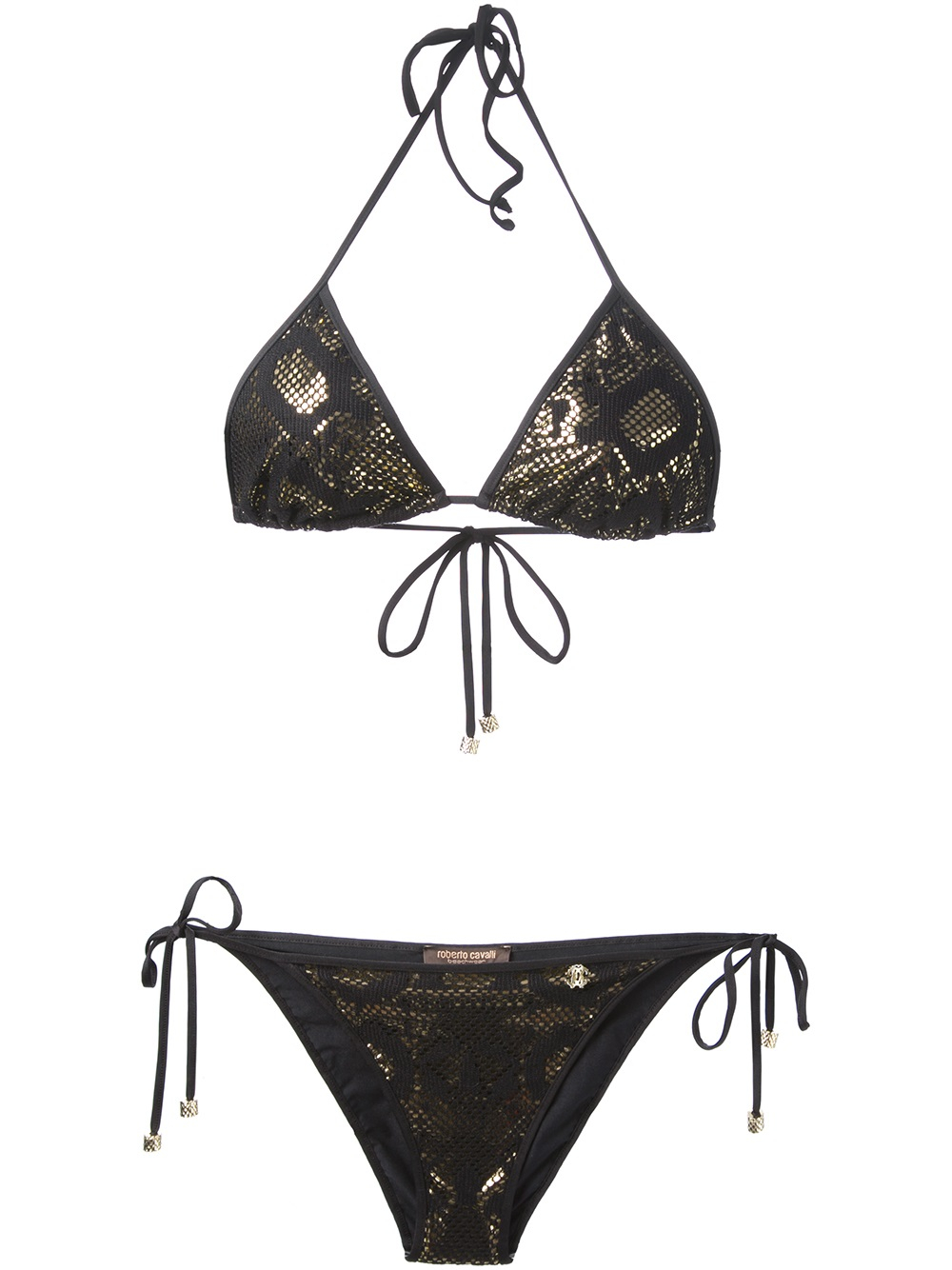 Roberto Cavalli Snakeskin Print Bikini in Black - Lyst