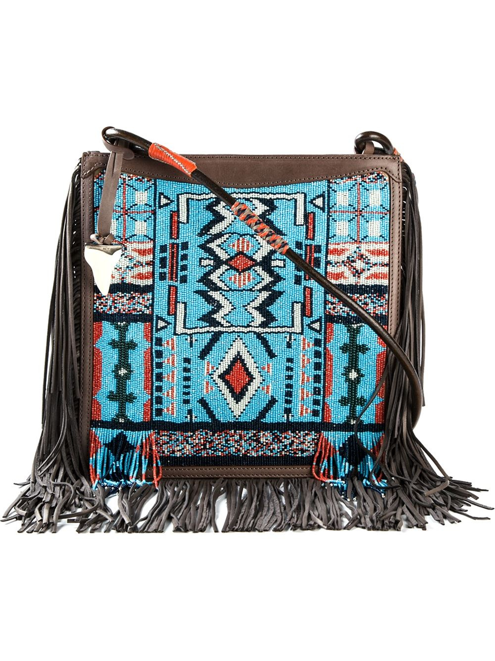 Lyst Etro FringedDetail Beaded CrossBody Bag in Blue