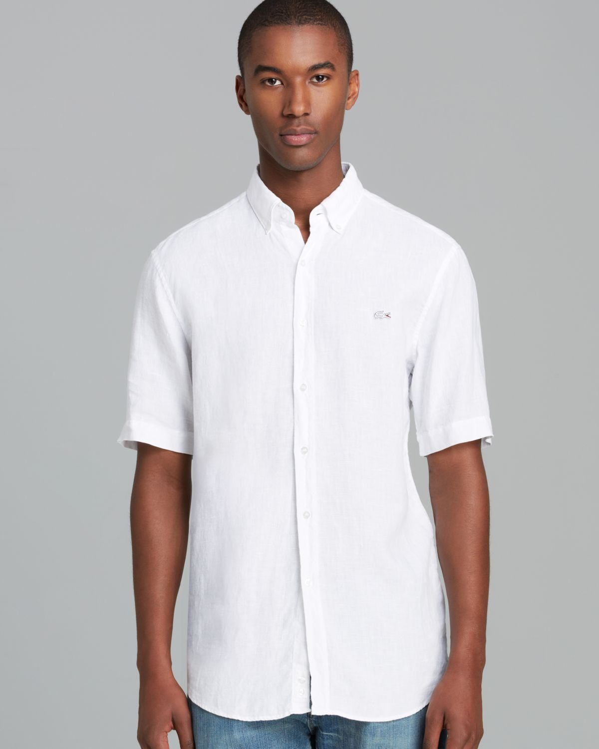 Lyst - Lacoste Linen Short Sleeve Sport Shirt Regular Fit in White for Men