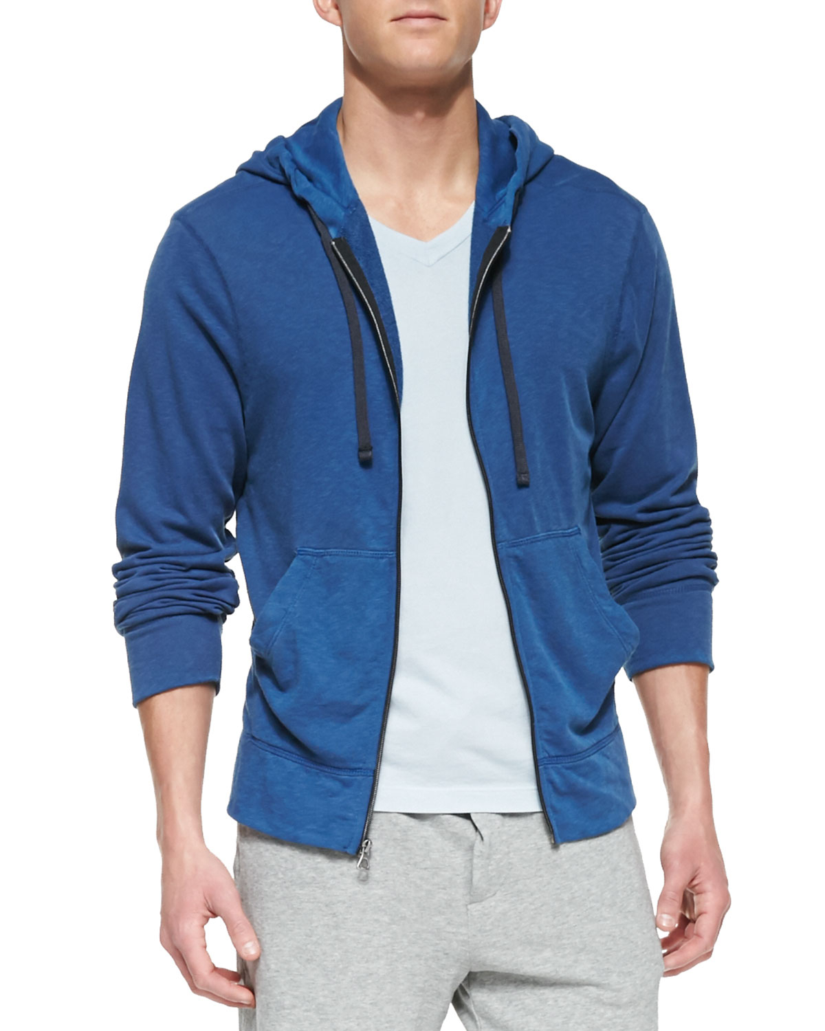 James perse French Terry Zip Hoodie in Blue for Men | Lyst