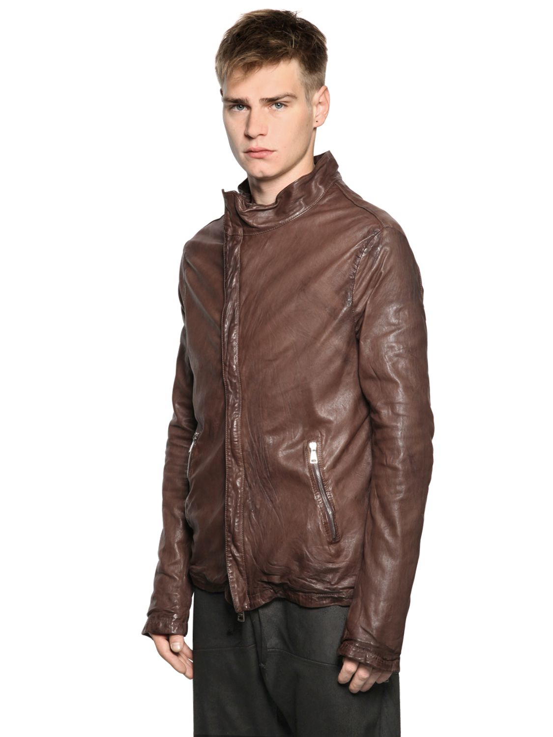 Lyst - Giorgio Brato Washed Nappa Leather Jacket in Brown for Men
