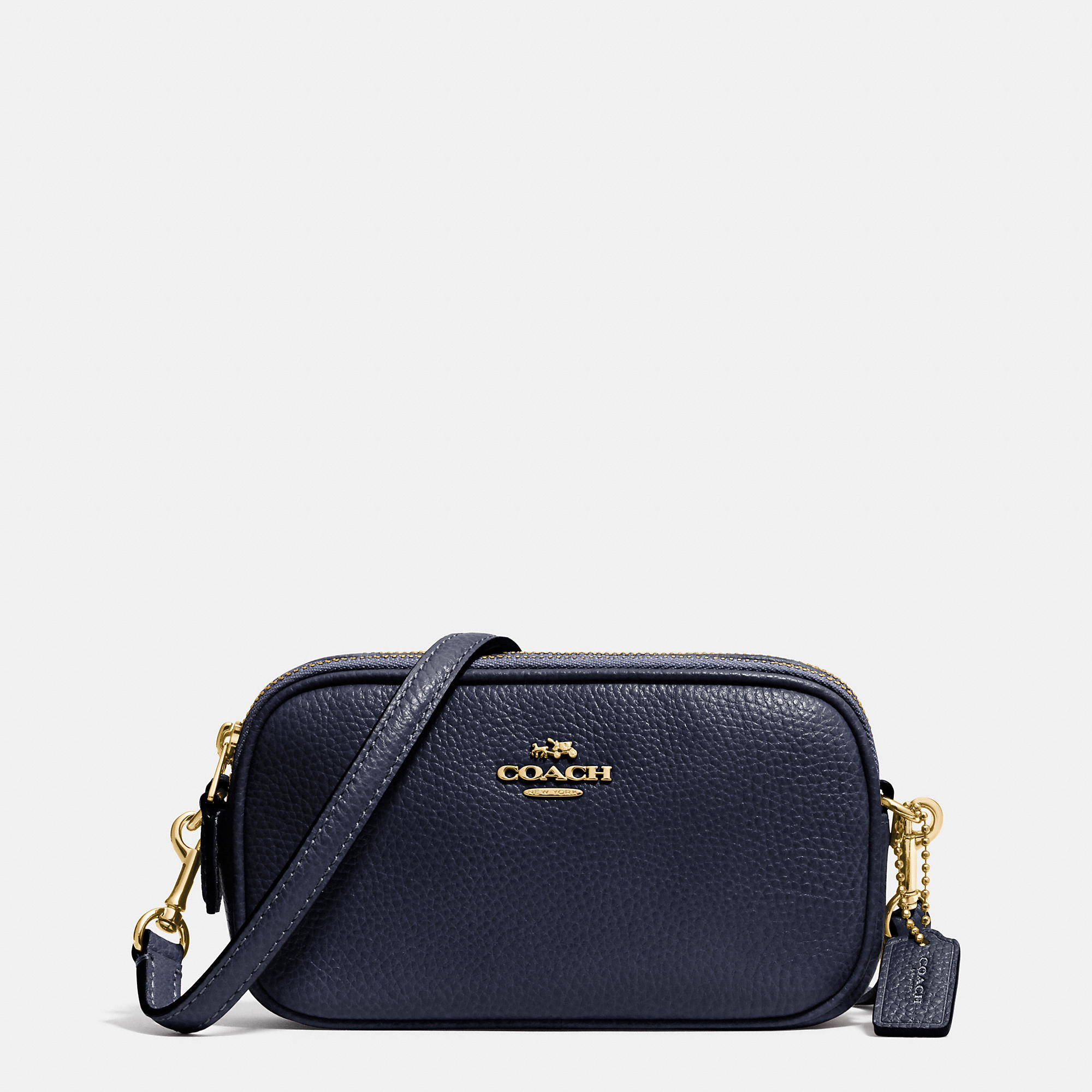 Lyst - Coach Crossbody Pouch In Pebble Leather in Blue