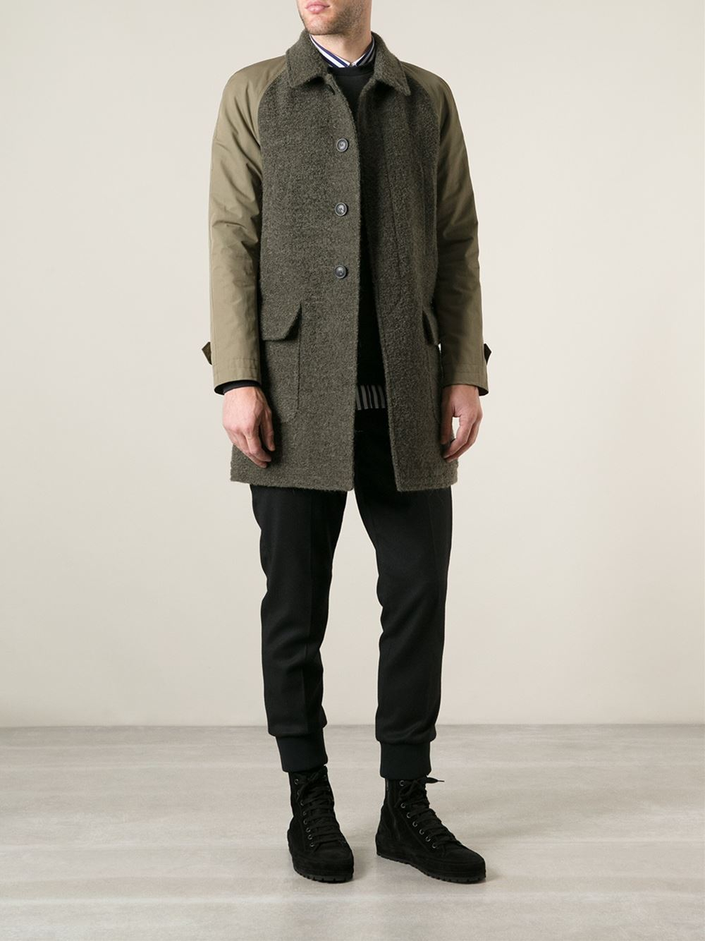 Lyst - Mauro Grifoni Military Style Panelled Coat in Green for Men