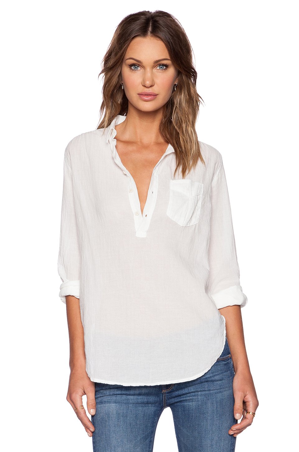 Lyst - Mother Popover Shirt in White