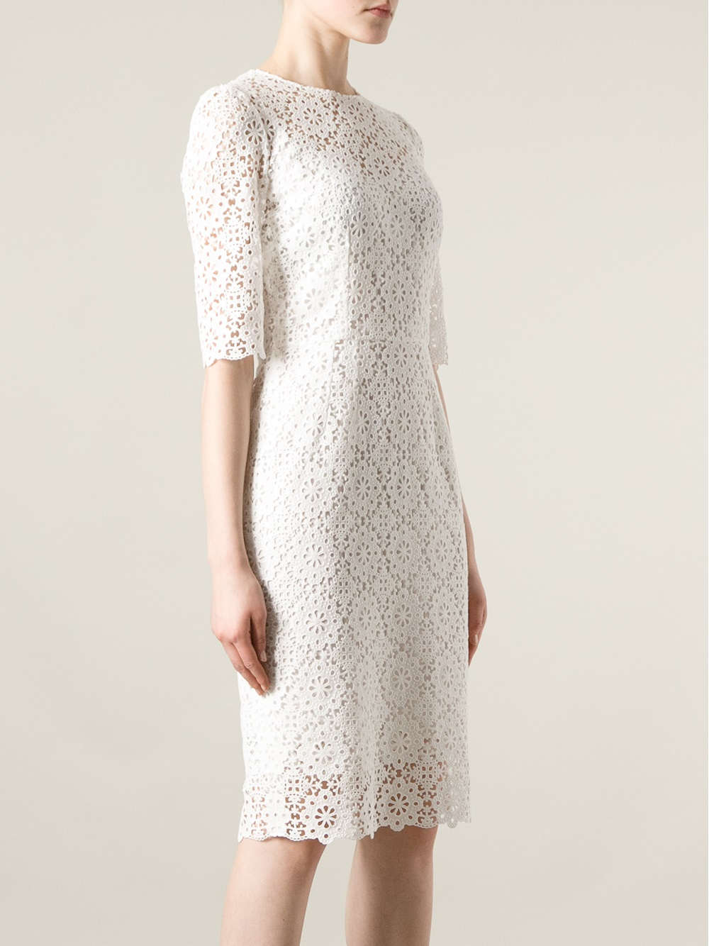 Lyst - Dolce & Gabbana Floral Broderie Anglaise Dress in White