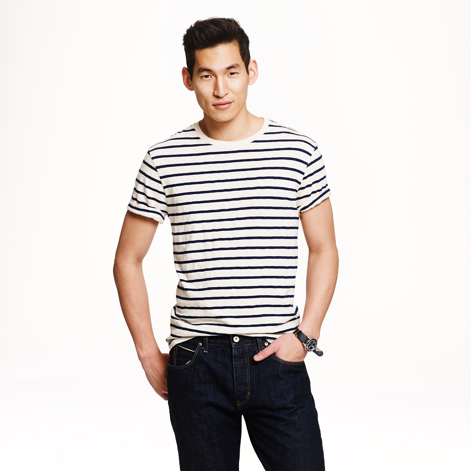J.crew Deck-striped T-shirt in White for Men | Lyst