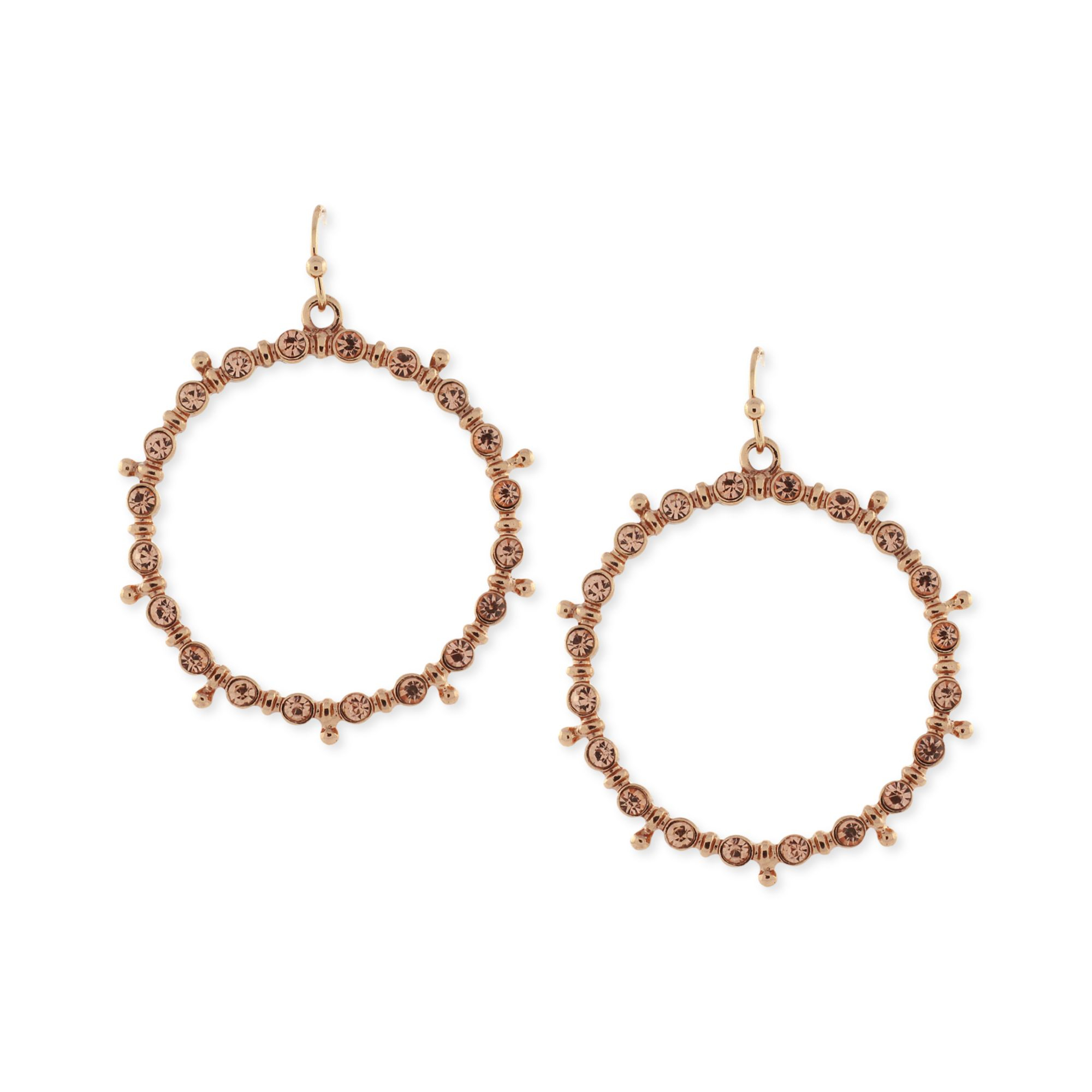 Jessica Simpson Rose Goldtone Topaz Stone Hoop Earrings in Pink (no ...