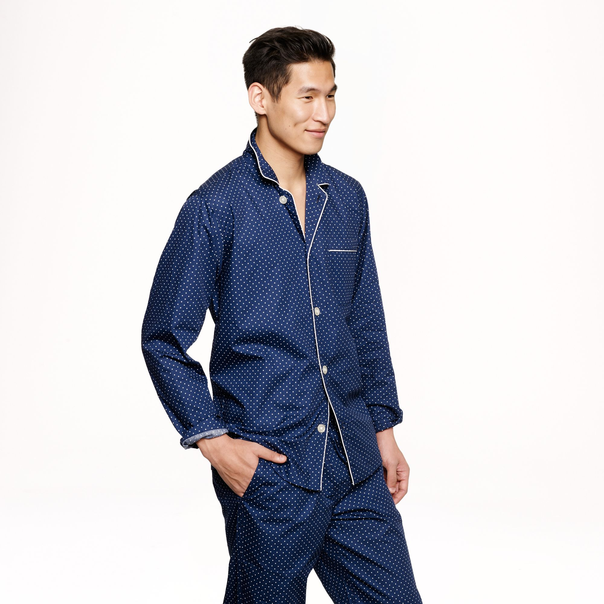 Lyst J.Crew Slim Cotton Poplin Pajama Set in Navy Dots in Blue for Men