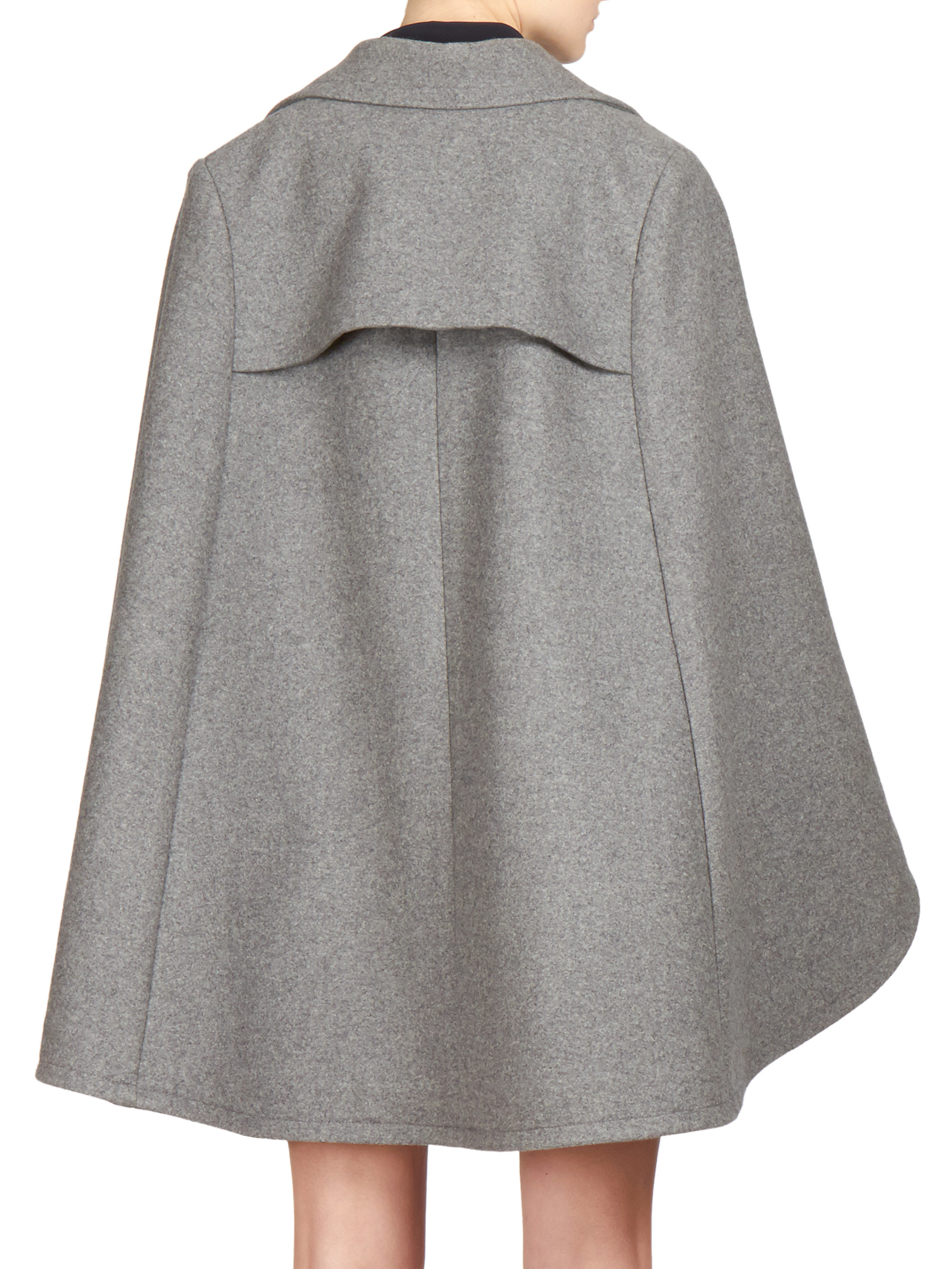 Lyst - Chloé Double-breasted Wool Cape in Gray