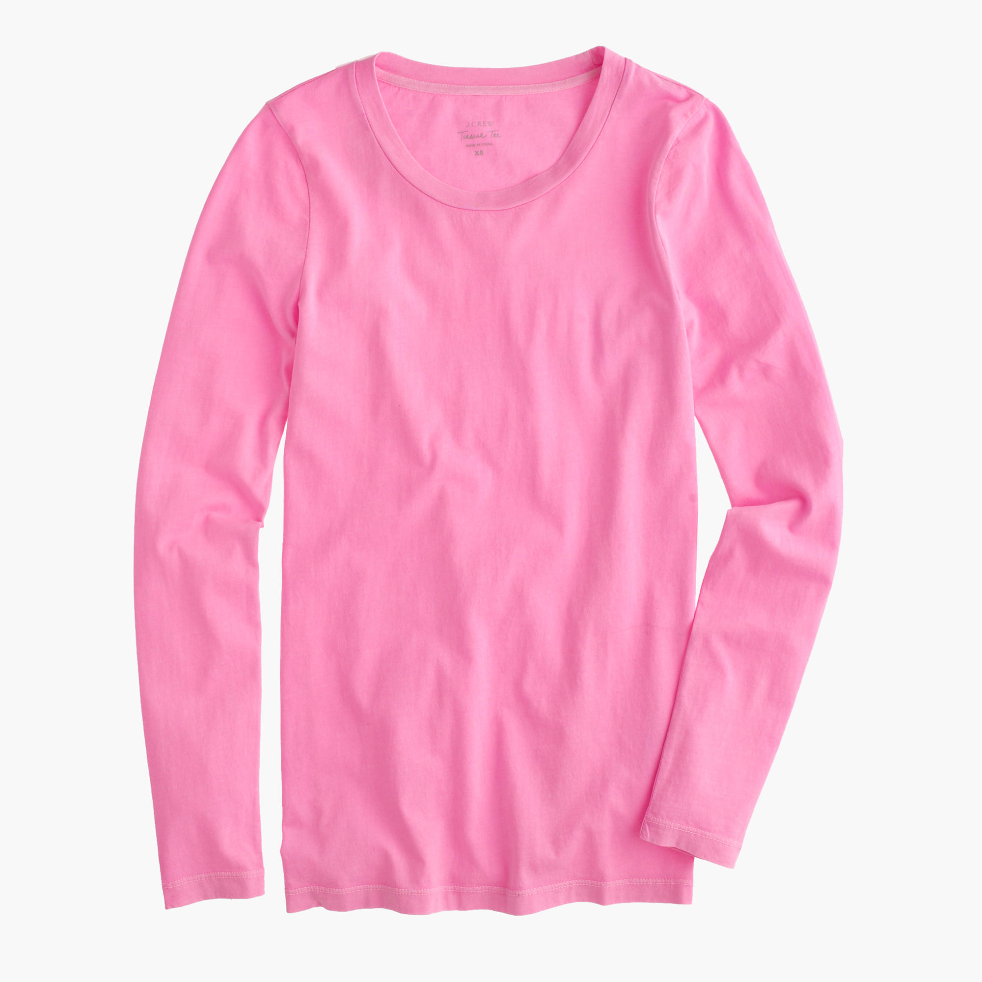J.crew Tissue Long-sleeve T-shirt in Pink (neon peppermint) | Lyst
