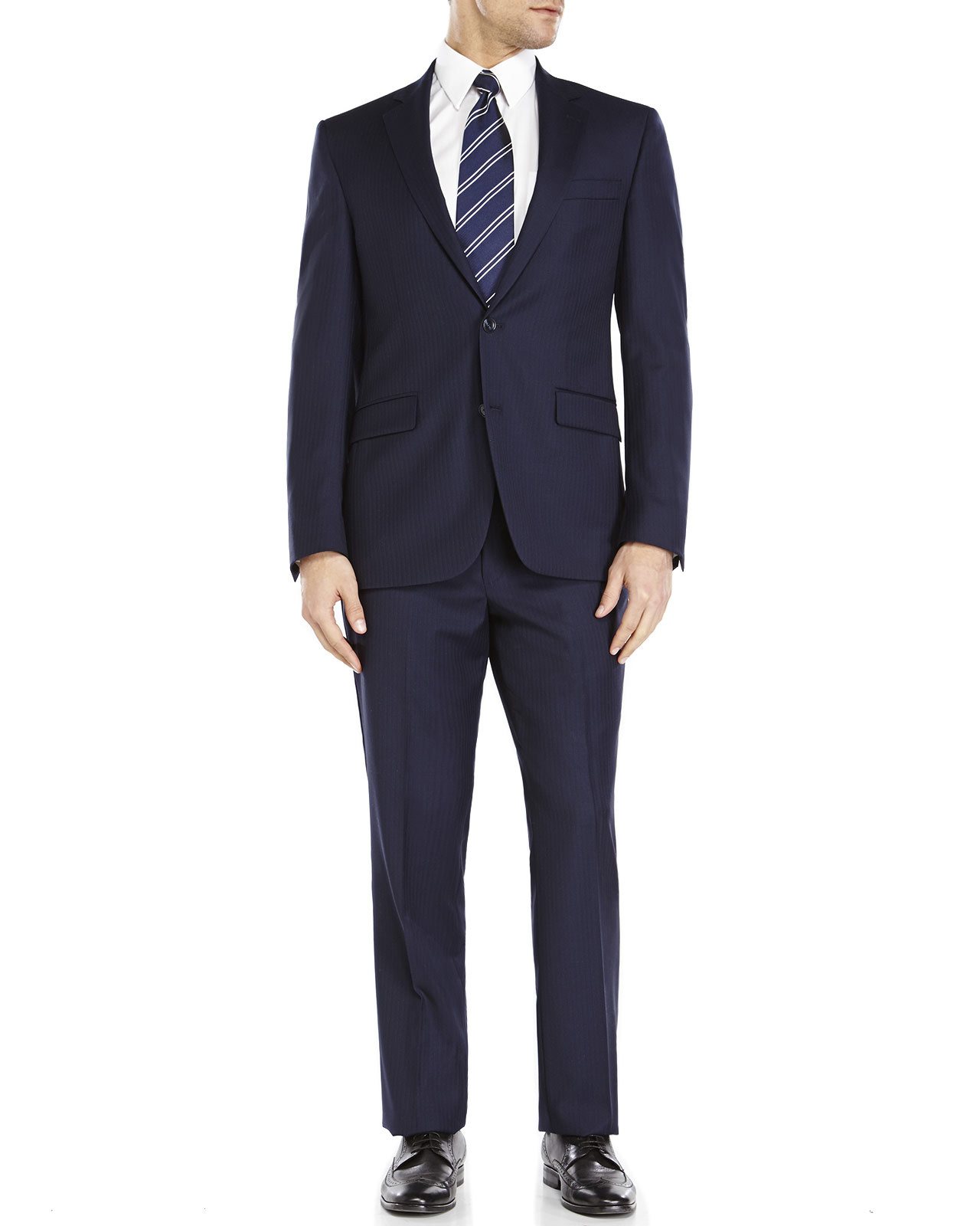 Kenneth cole Navy Slim Fit Tonal Stripe Suit in Blue for Men (Navy) | Lyst