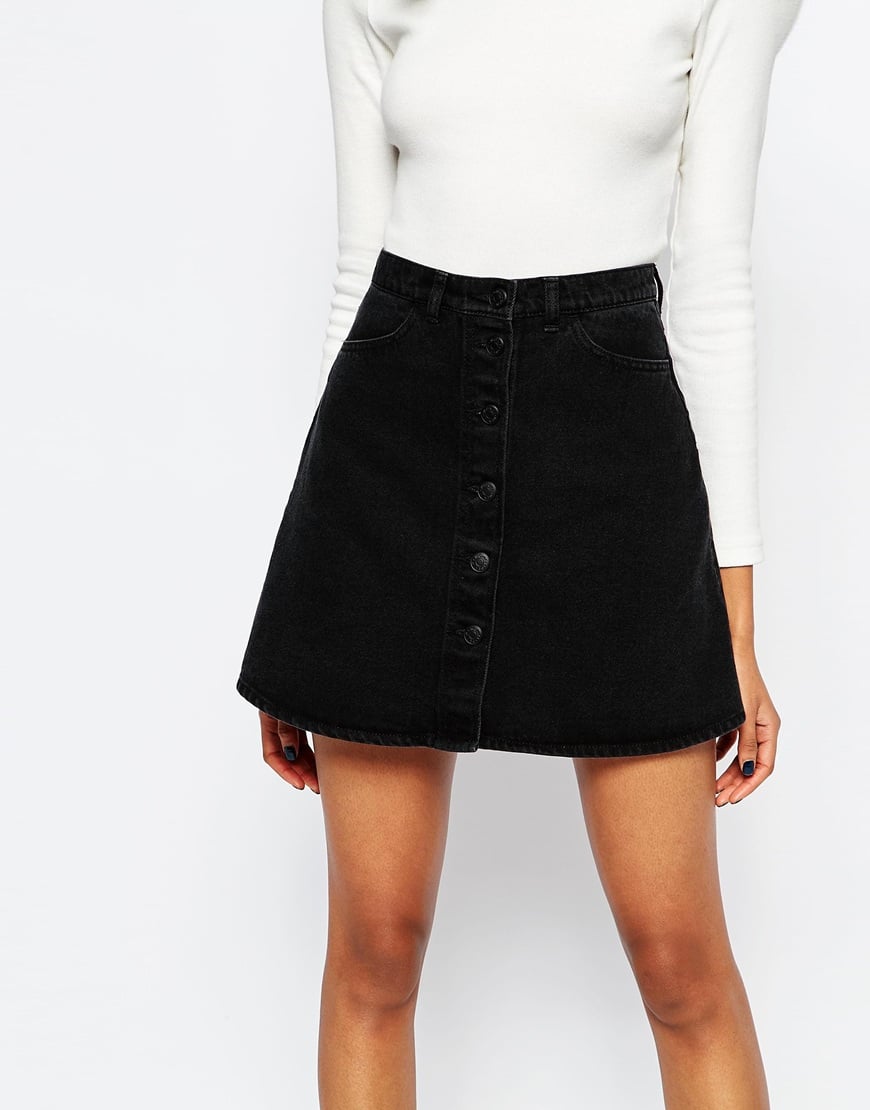 Monki Denim A-line Skirt in Black | Lyst