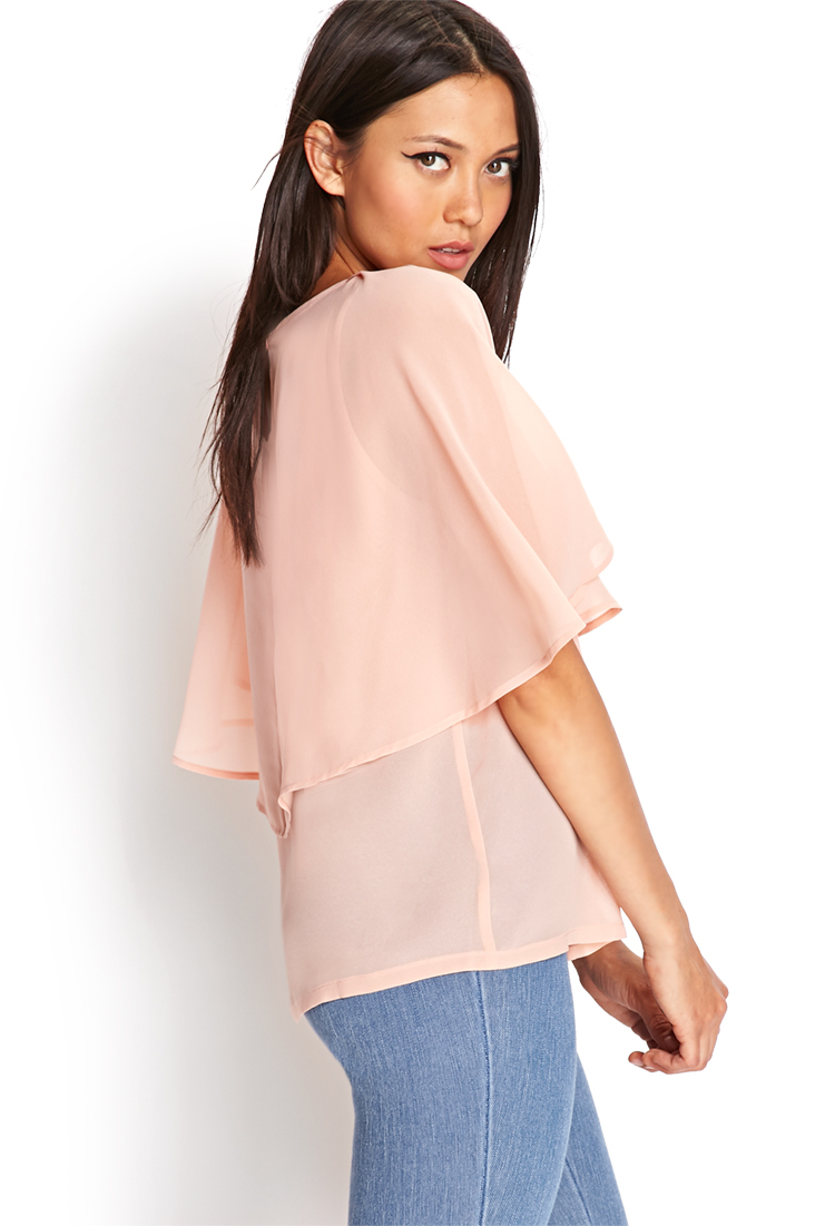 Lyst - Forever 21 Cape-sleeve Woven Top in Orange