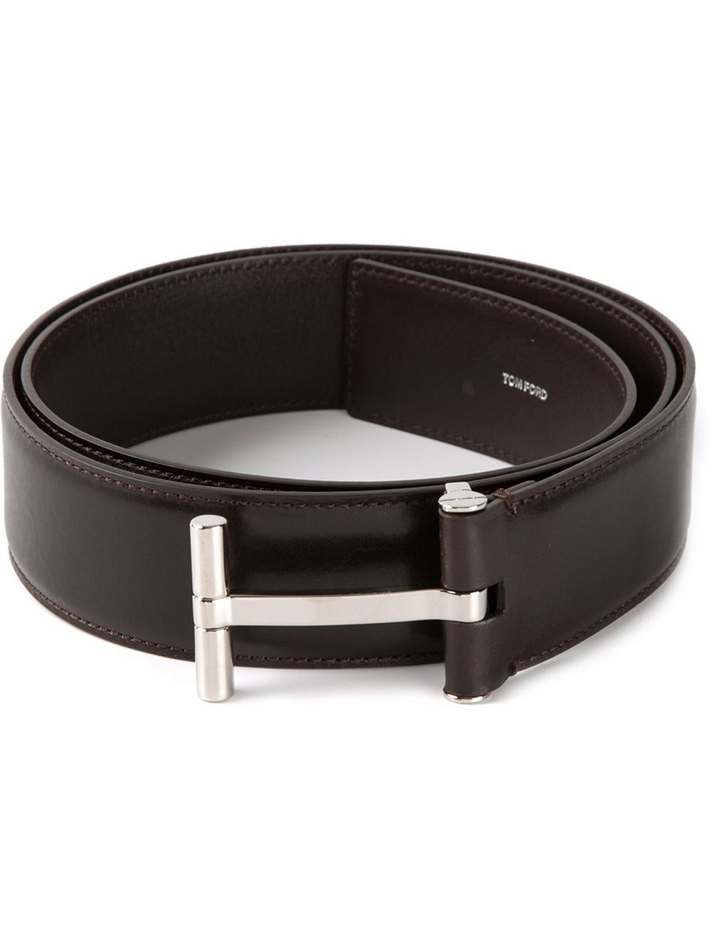 Lyst - Tom Ford Galvanised Buckle Belt in Brown for Men