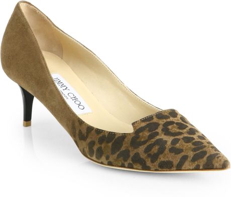 Jimmy Choo Allure Leopard Suede Kitten Heel Pumps in Animal (CUOIO ...