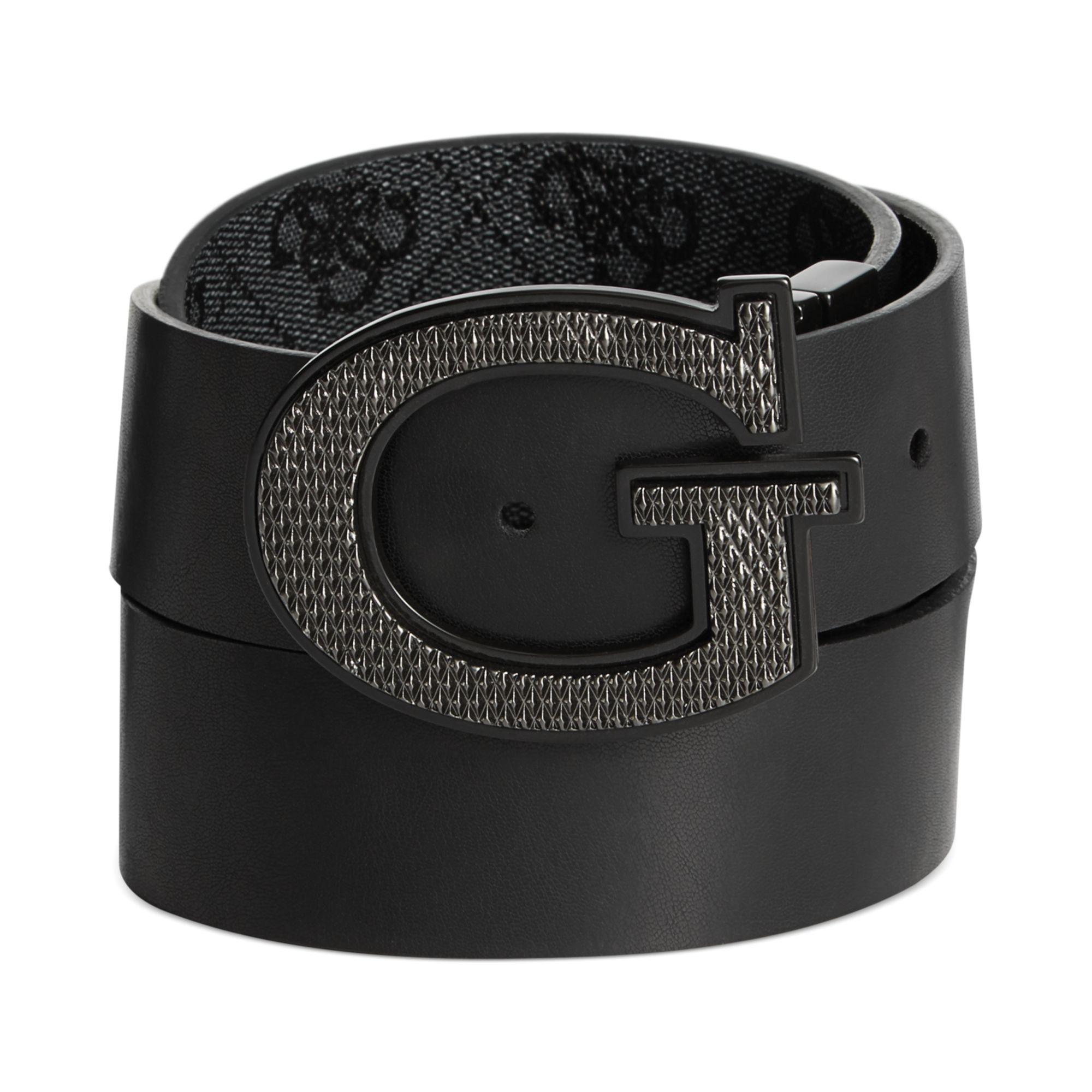 Guess 35mm Reversible Leather Logo Buckle Belt in Black for Men | Lyst