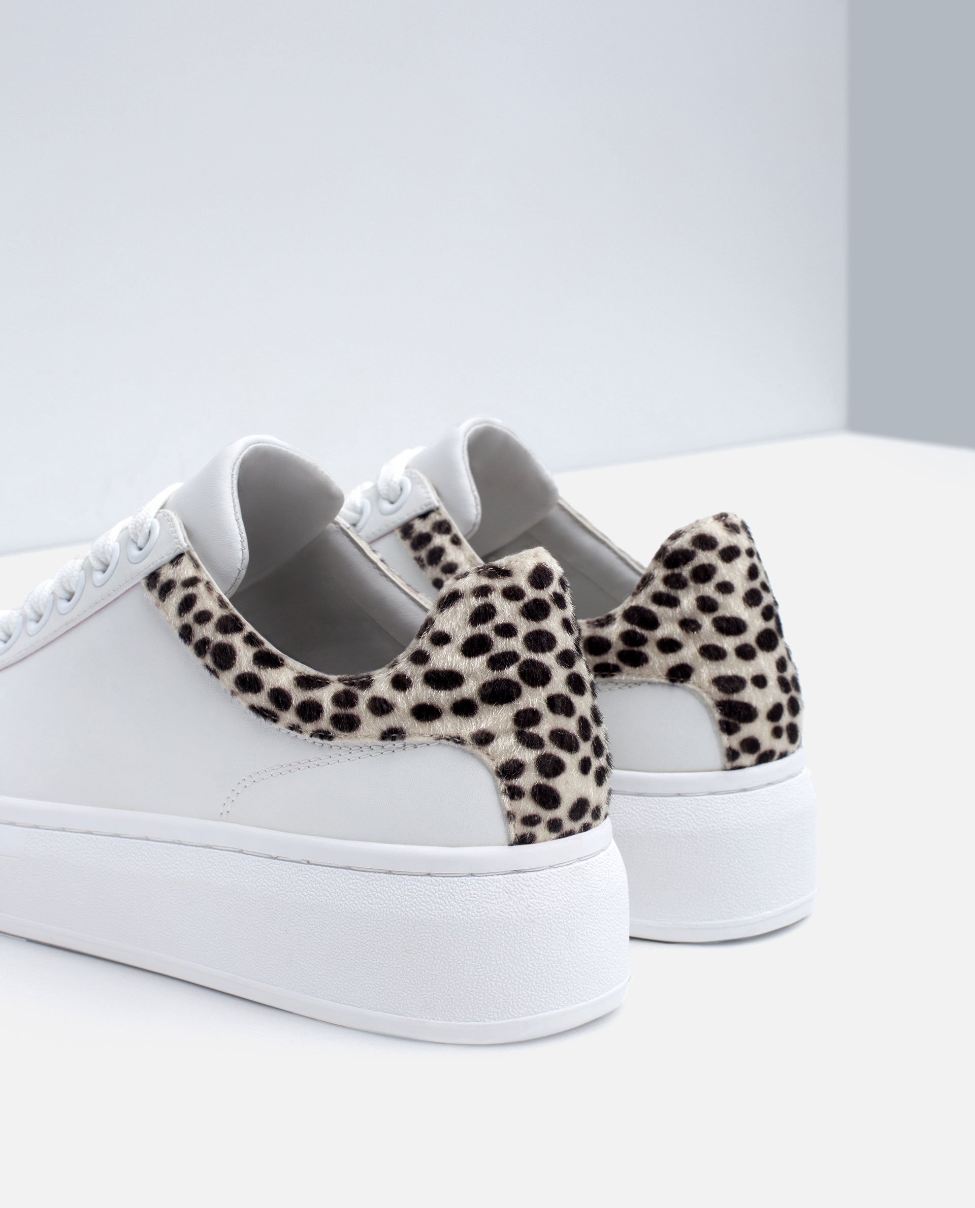 Zara Leather Platform Sneakers in White | Lyst