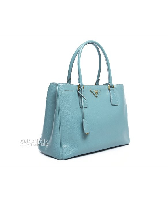Prada Pre-owned Blue Saffiano Lux Small Double Zip Tote Bag in ...  