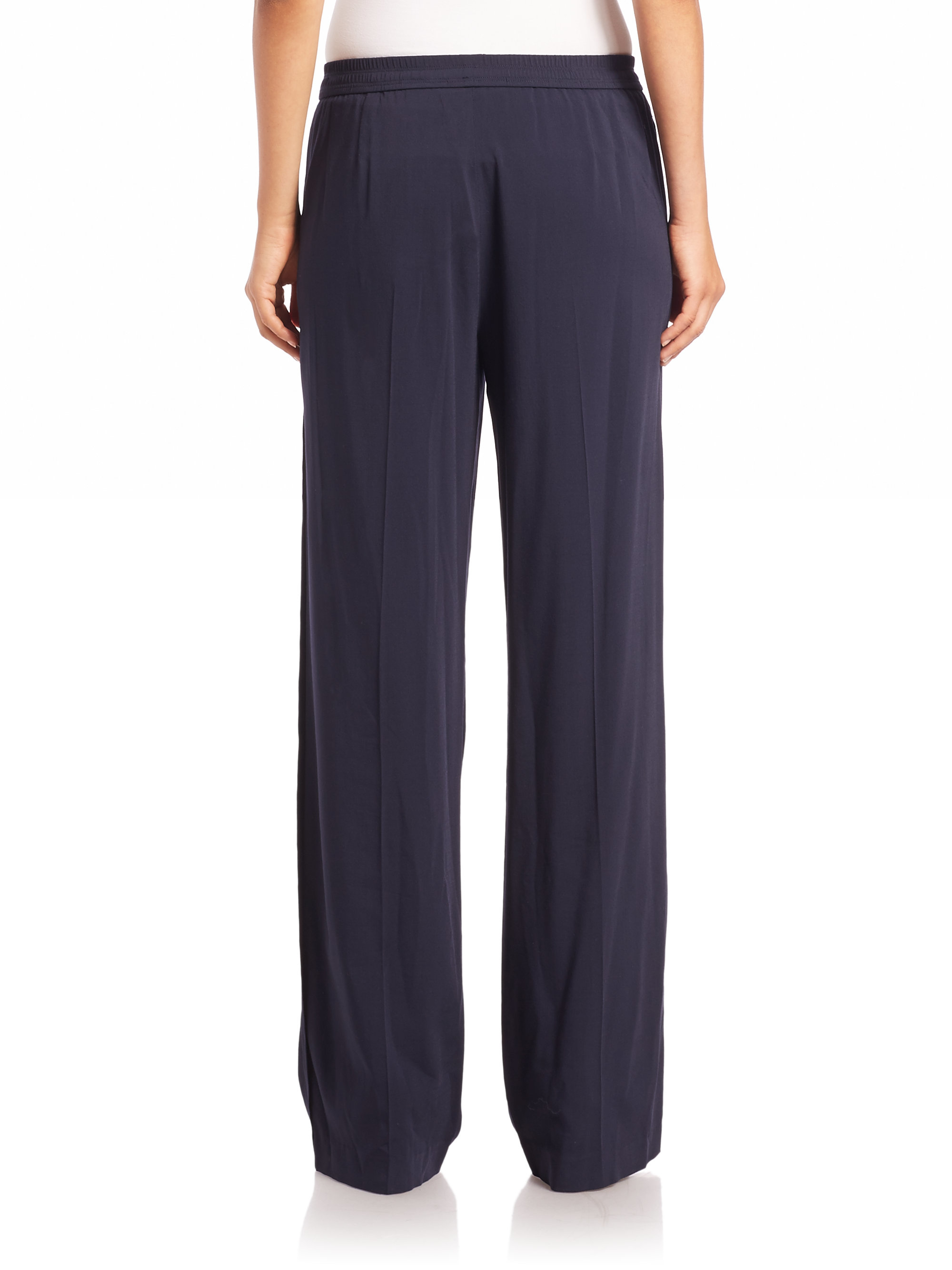 Helmut lang Pull-on Wide-leg Pants in Blue | Lyst