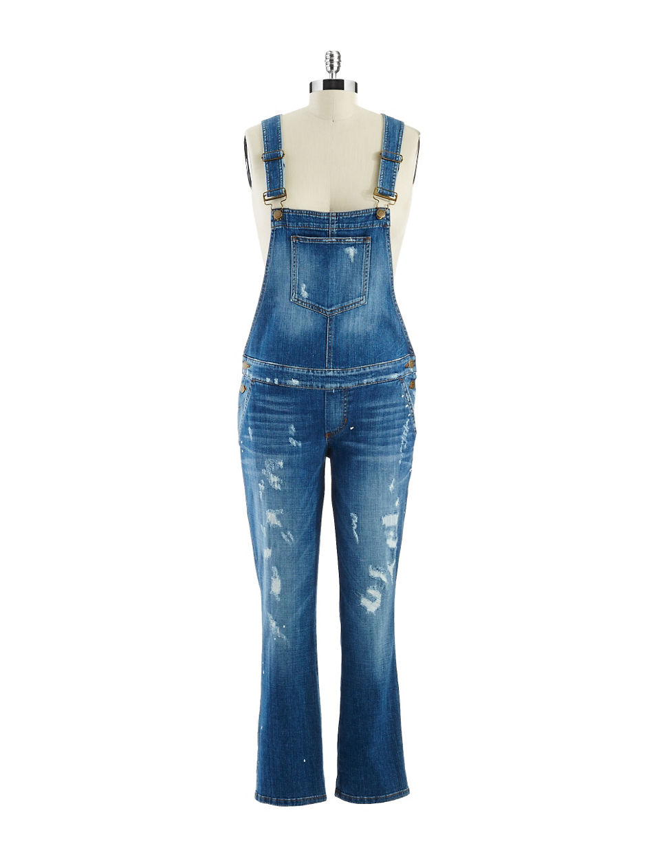 Guess Distressed Denim Overalls in Blue | Lyst
