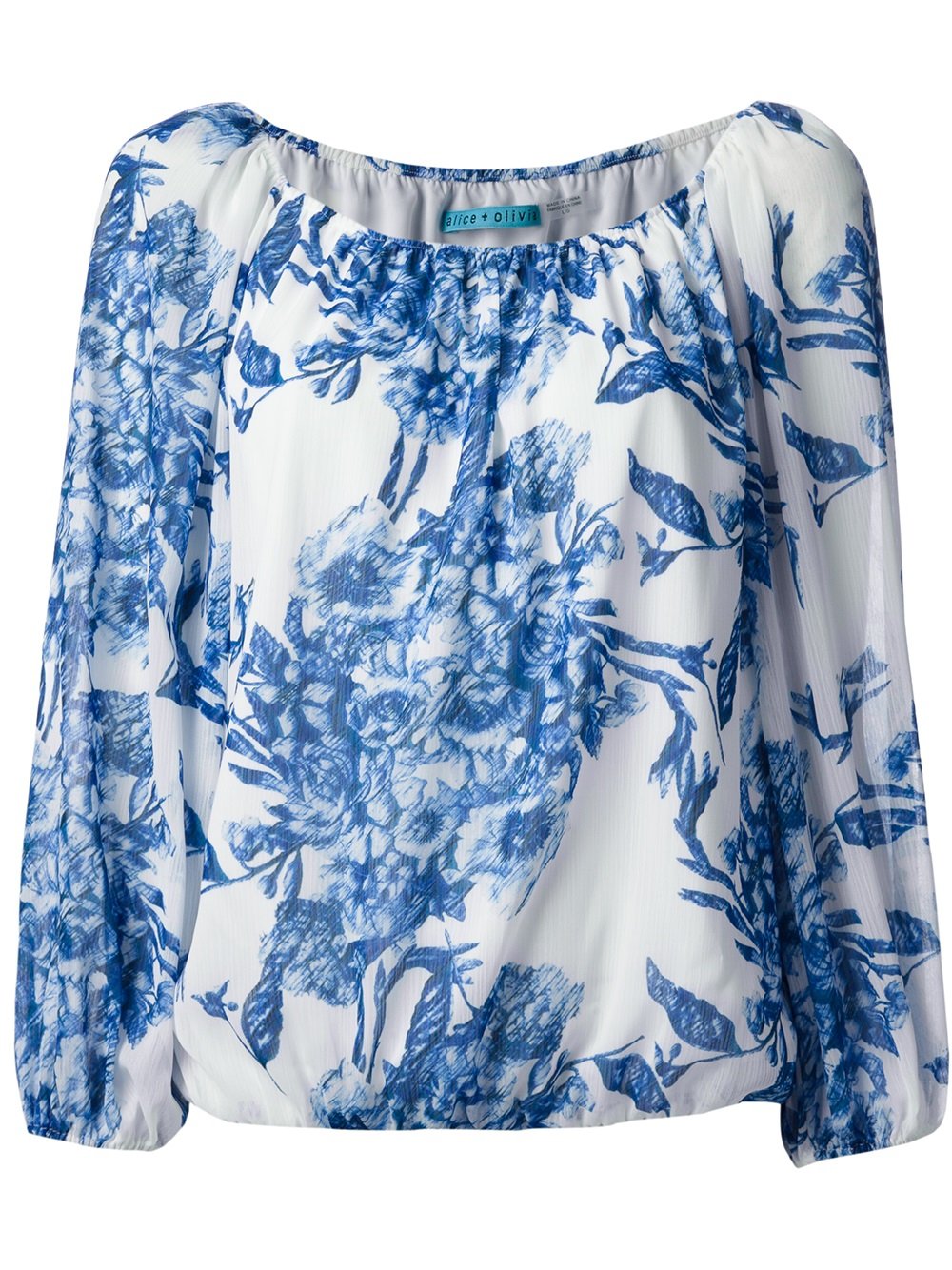 Lyst - Alice + olivia Floral Print Blouse in Blue