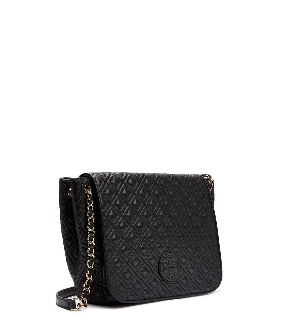Lyst Tory Burch Marion Quilted Small Flap Shoulder Bag In Black Gallery Women S Tory Burch Marion